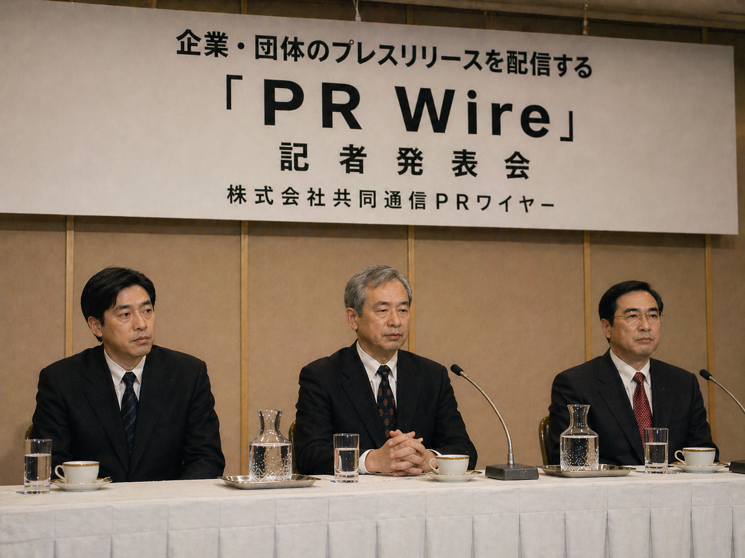 2001年9月のサービス開始時の記者発表（再現イメージ）